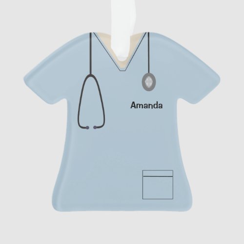 Scrubs Uniform Nurse Lt Blue Shirt Christmas Orn Ornament