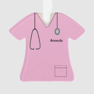 Scrubs Uniform Nurse Pink Shirt Christmas Orn Ornament