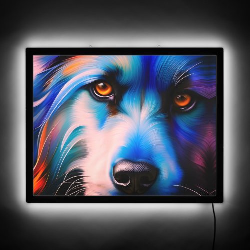 SCRUFFY BLUE N RED TERRIER DOG  LED SIGN