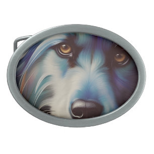 SCRUFFY BLUE N RUST TERRIER DOG CLOSE UP BELT BUCKLE