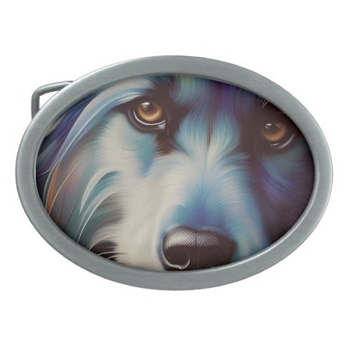 SCRUFFY BLUE N RUST TERRIER DOG CLOSE UP BELT BUCKLE