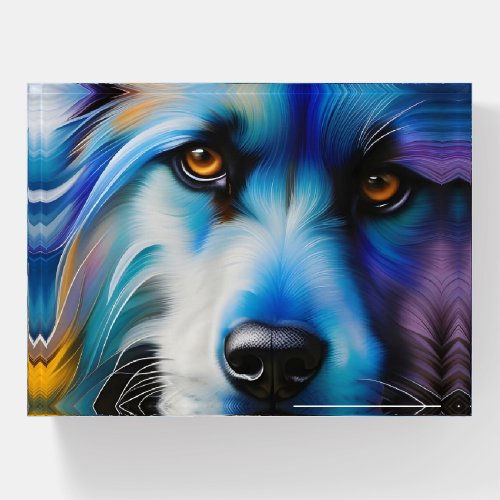 SCRUFFY BLUE TERRIER DOG CLOSE UP PAPERWEIGHT