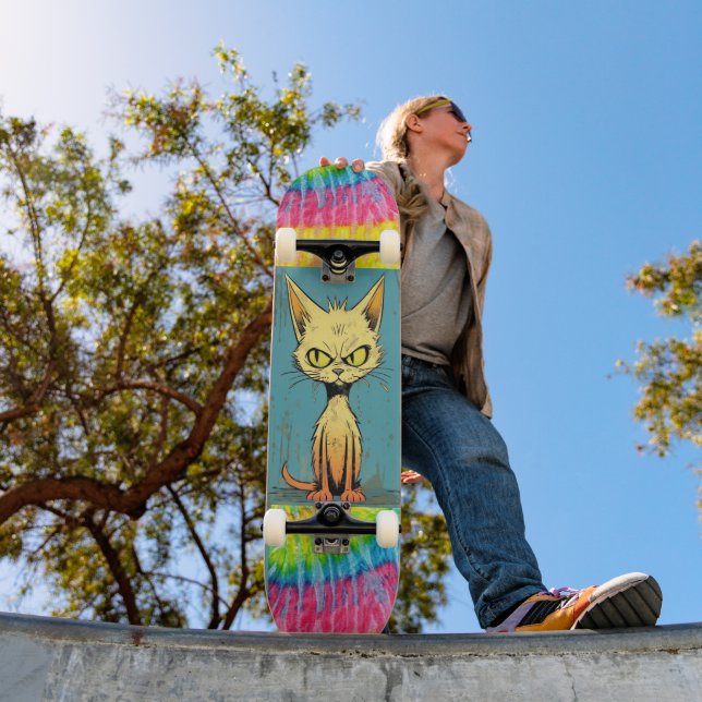 Scruffy Cat art funny Skateboard Deck (Outdoor 1)