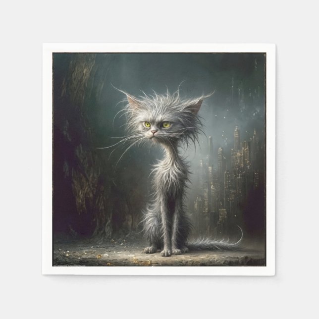 Scruffy City Street Cat Napkins (Front)