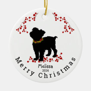 Scruffy Mutt Berry Merry Christmas Ornament