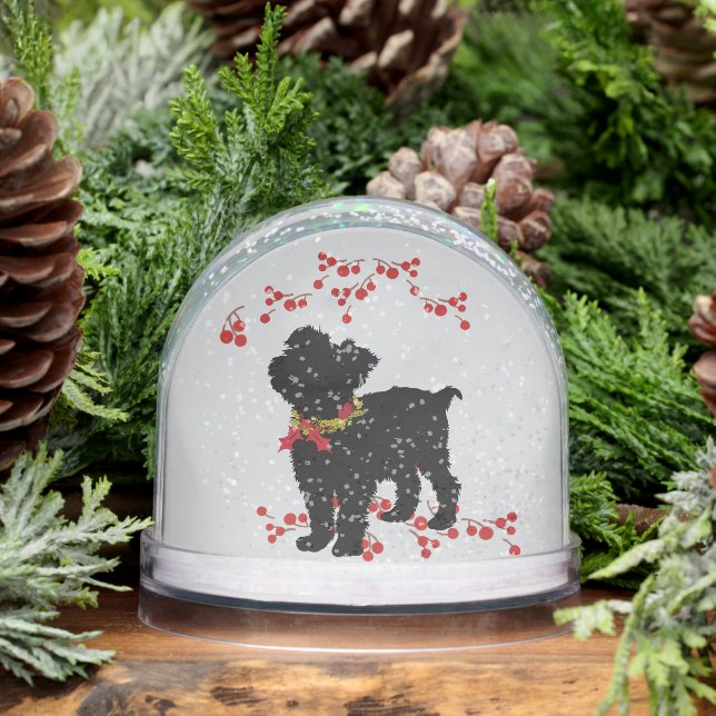 Scruffy Mutt Naughty n' Cute Christmas  Snow Globe (Winter)