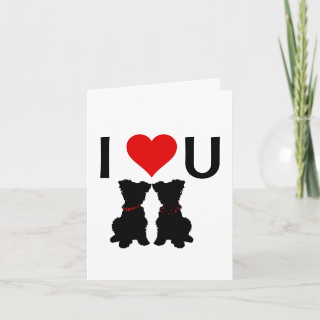 Scruffy Mutts "I Love U" Folded Valentine's Card (Front)