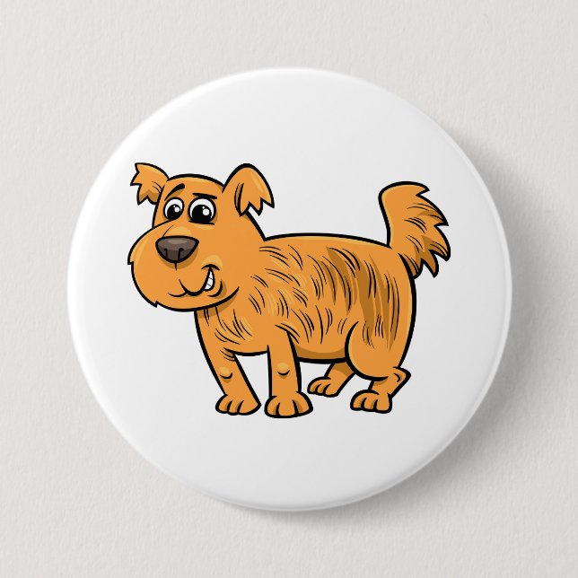 Scruffy Orange Puppy Dog Button (Front)