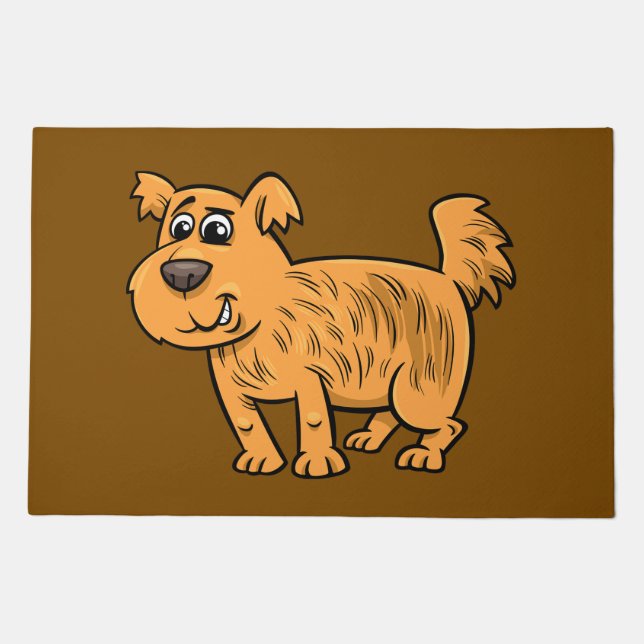 Scruffy Orange Puppy Dog Doormat (Front)