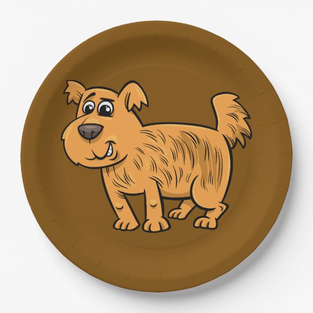 Scruffy Orange Puppy Dog Paper Plates (Front)