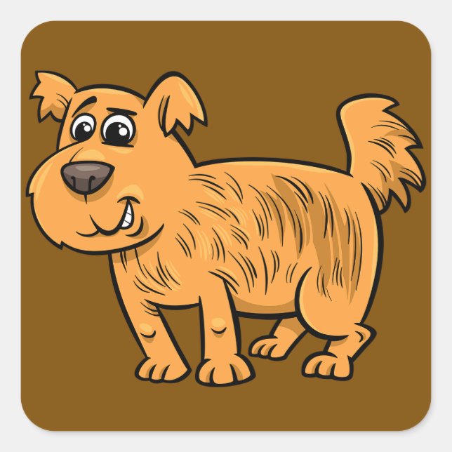 Scruffy Orange Puppy Dog Square Sticker (Front)