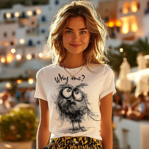 Scruffy Sketch Owl – Cute Funny Bird T-Shirt