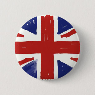 Scruffy Union Jack Pinback Button