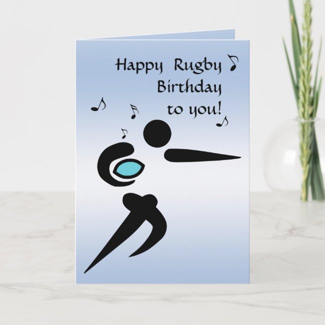 Scrum Ball Rugby Player Blue Birthday Card