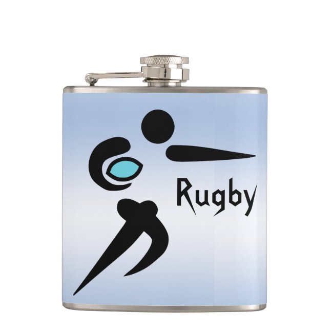 Scrum Ball Rugby Player Blue Flask