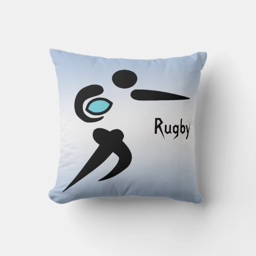 Scrum Ball Rugby Player Blue Pillow