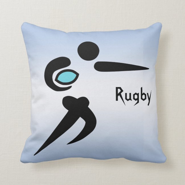 Scrum Ball Rugby Player Blue Pillow