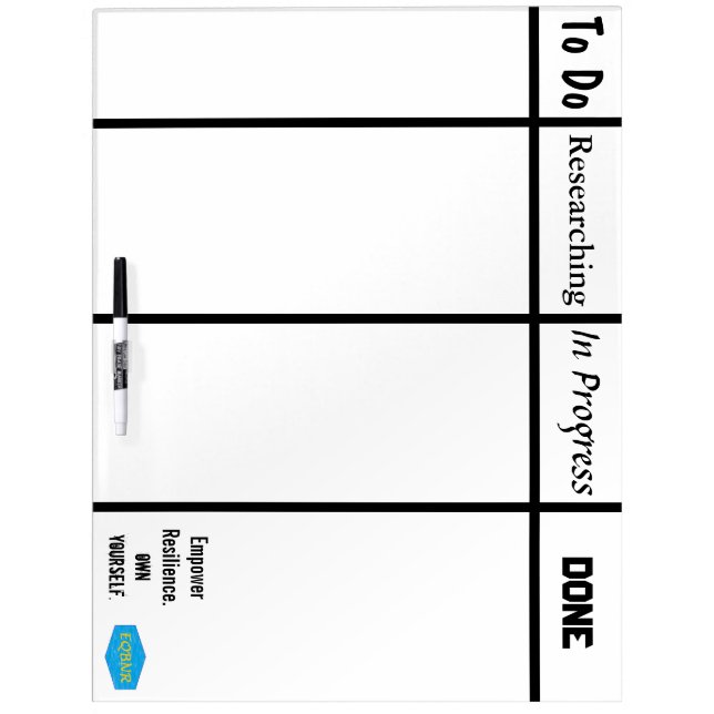 Scrum Board: Empower Resilience.  Own Yourself. Dry Erase Board (Front)