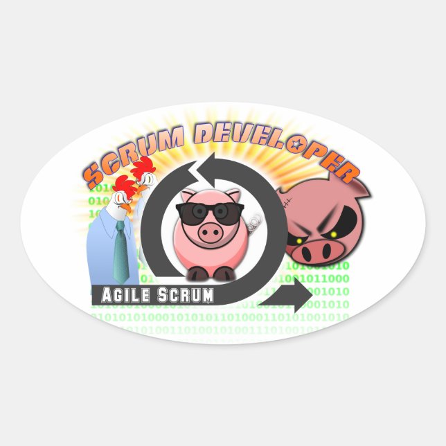 Scrum Developer - Agile software development Oval Sticker (Front)