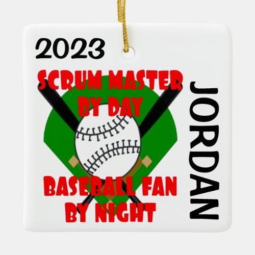 Scrum Master Loves Baseball CUSTOM Ceramic Ornament
