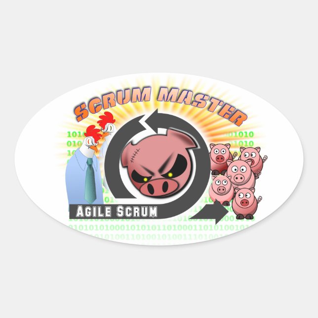 Scrum Master Oval Sticker (Front)