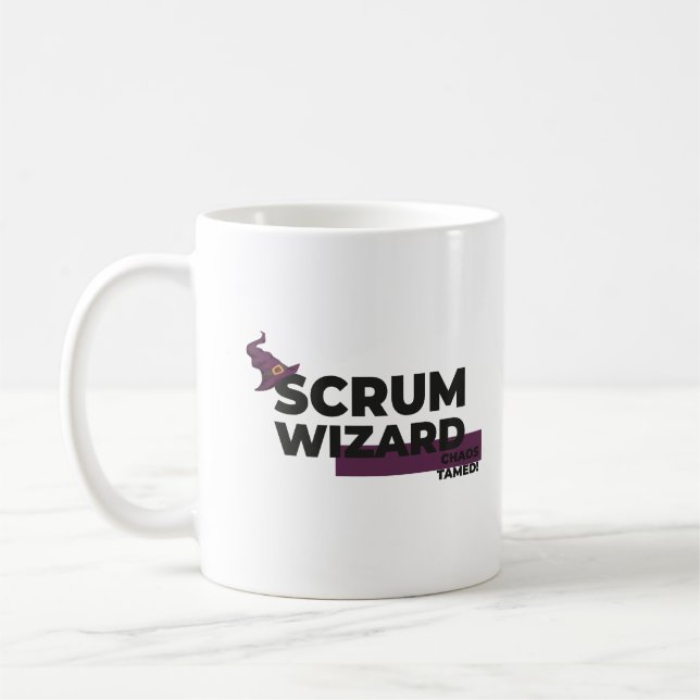 Scrum Master, Scrum Wizard Chaos Tamed Coffee Mug (Left)