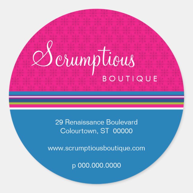 Scrumptious Magenta and Blue Address Sticker (Front)