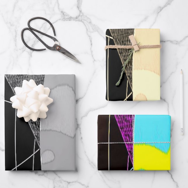 "Scrunchies" Wrapping Paper Flat Sheet Set of 3 (Front)