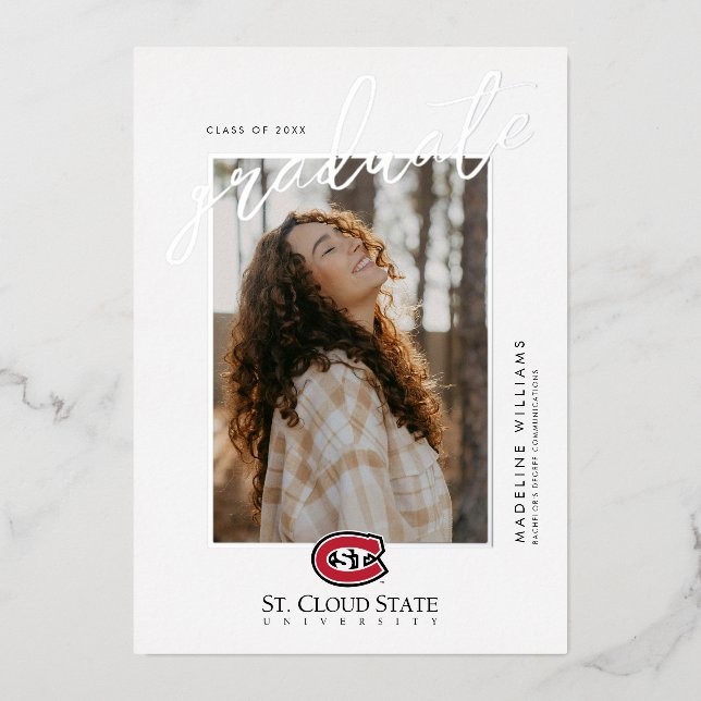 SCSU Athletic C-Logo | Classic Serif Text Foil Invitation (Front)