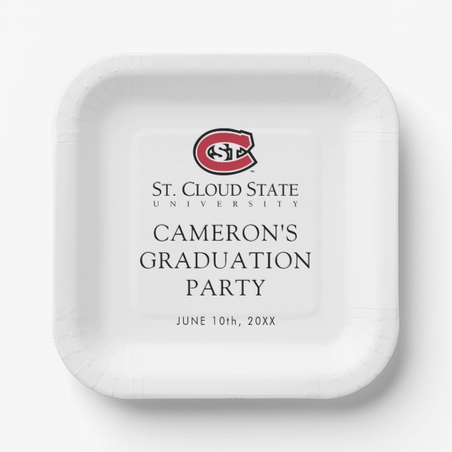 SCSU Athletic C-Logo | Classic Serif Text Paper Plates (Front)