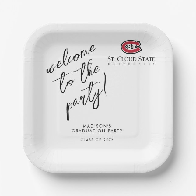 SCSU Athletic C-Logo | Classic Serif Text Paper Plates (Front)