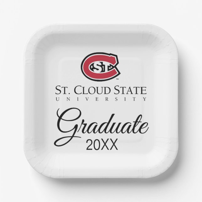 SCSU Athletic C-Logo | Classic Serif Text Paper Plates (Front)