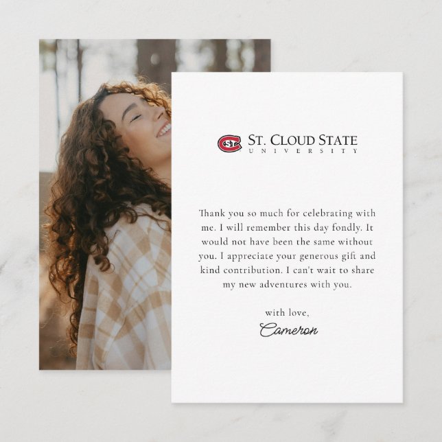 SCSU Athletic C-Logo | Classic Serif Text Thank You Card (Front/Back)