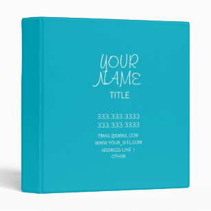Scuba Blue Freehand Simple 3 Ring Binder