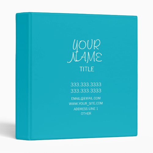 Scuba Blue Freehand Simple 3 Ring Binder