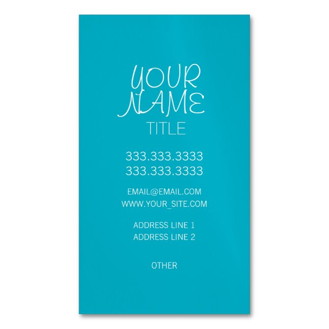 Scuba Blue Freehand Simple Magnetic Business Card (Front Vertical)