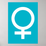 Scuba Blue - Venus Symbol Poster<br><div class="desc">Female symbol. Blue Design.</div>