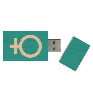 Scuba Blue - Venus Symbol Wood USB Flash Drive