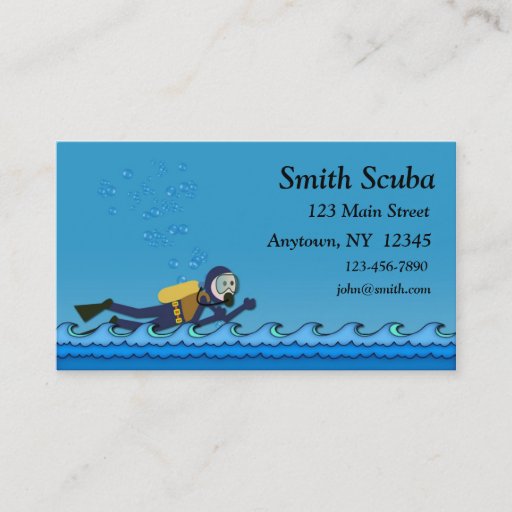 Customizable Scuba Blue Waves Business Card Template