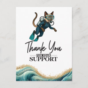 Scuba Cat Diving Blue Wet Suit Postcard