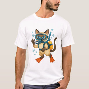 Scuba Cat Diving with O.K. Sign T-Shirt