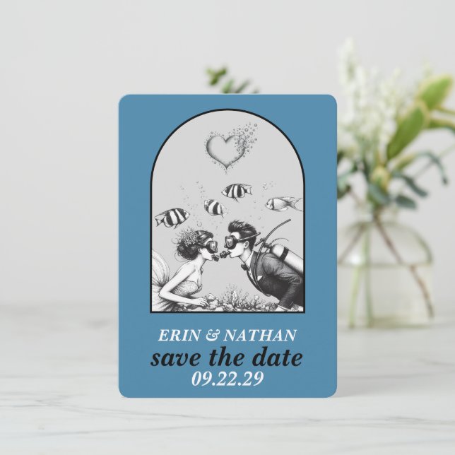 Scuba Couple Save the Date (Standing Front)