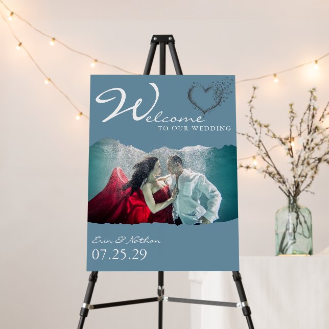 Scuba Couple Wedding Welcome Sign (In Situ (Stand))