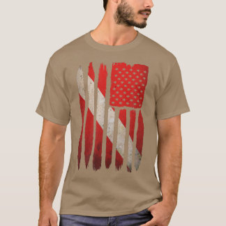 Scuba Dive American Flag  Distressed Fathers Day G T-Shirt