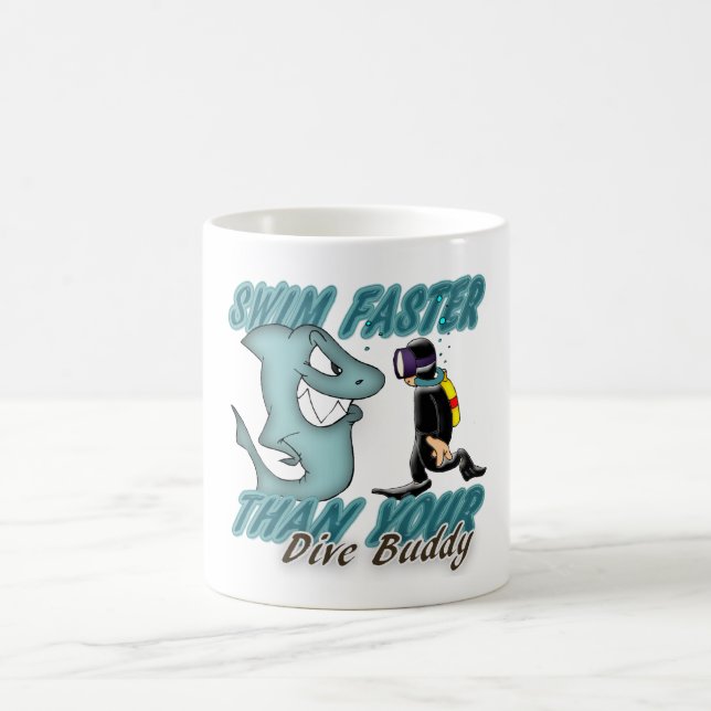 Scuba Dive Buddy Fun Design With Shark And Scuba Coffee Mug (Center)