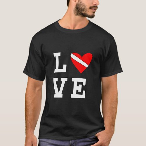 Scuba Dive flag  Dive love heart for retro Scuba d T_Shirt