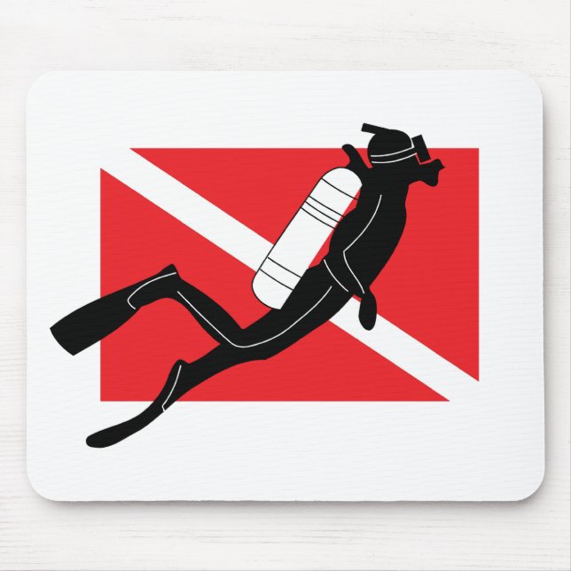 SCUBA Dive Flag With Male SCUBA Diver Mouse Pad (Front)