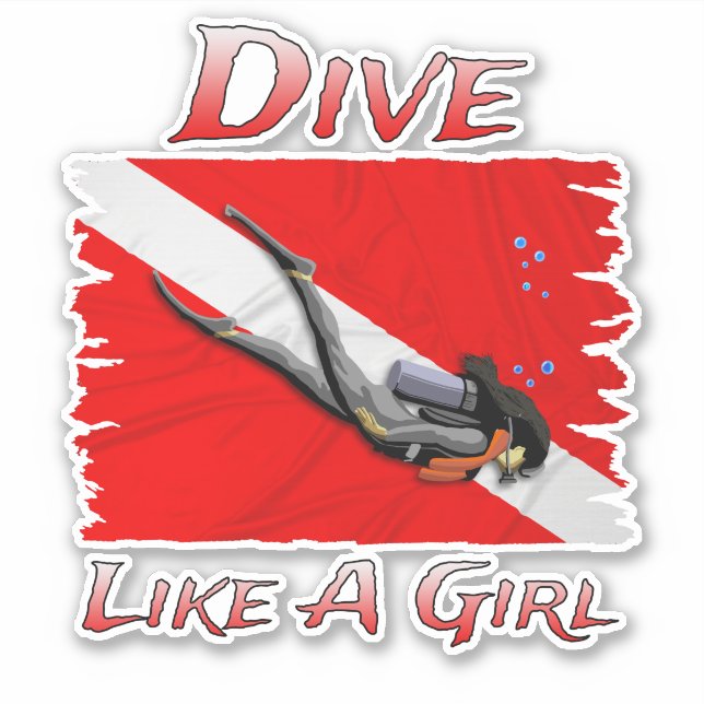SCUBA Dive Like A Girl Sticker (Front)