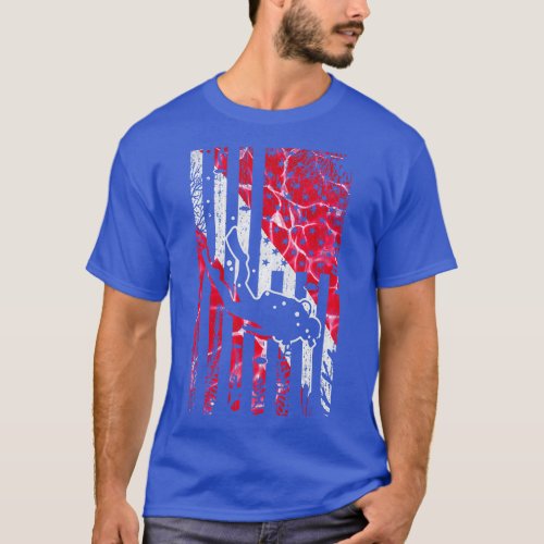 Scuba Diver American Flag Grunge Dive Flag Vintage T_Shirt