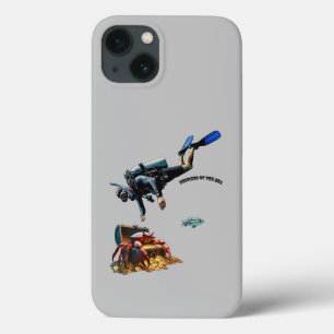 SCUBA Diver and a Treasure Chest of Gold Coins URM iPhone 13 Case